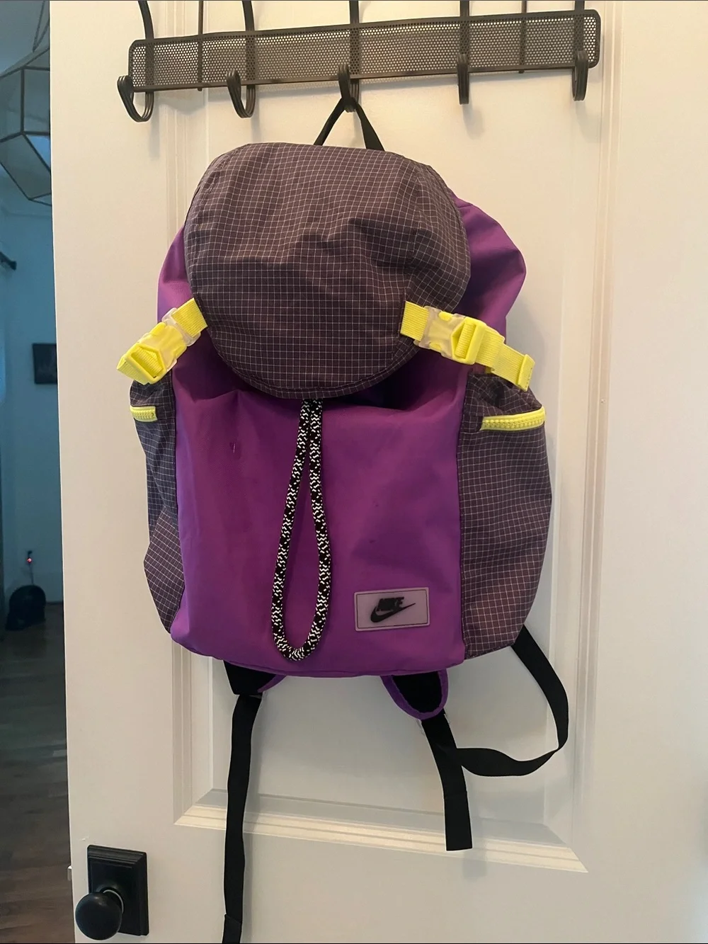 Nike Purple and Neon Yellow Rucksack